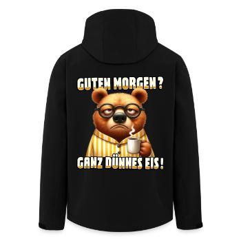 Guten Morgen Ganz? dünnes Eis Bär mit Kaffee - Recycelte Männer Softshell-Jacke von Stanley/Stella - Schwarz - Hinten - AI Model Male 185 light (185cm)