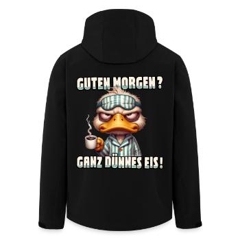 Guten Morgen Ganz dünnes Eis Ente mit Kaffee - Recycelte Männer Softshell-Jacke von Stanley/Stella - Schwarz - Hinten - AI Model Male 185 light (185cm)