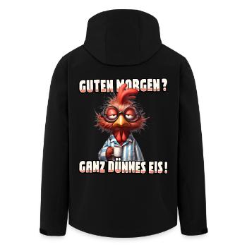 Guten Morgen? Ganz dünnes Eis Hahn mit Kaffee - Recycelte Männer Softshell-Jacke von Stanley/Stella - Schwarz - Hinten - AI Model Male 185 light (185cm)