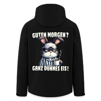 Guten Morgen? Ganz dünnes Eis Hase mit Kaffee - Recycelte Männer Softshell-Jacke von Stanley/Stella - Schwarz - Hinten - AI Model Male 185 light (185cm)