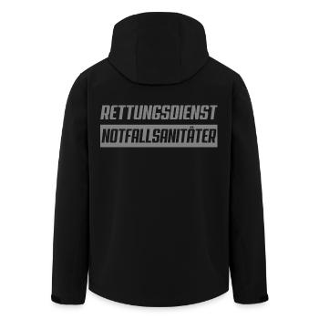 Notfallsanitäter Rettungsdienst - Recycelte Männer Softshell-Jacke von Stanley/Stella - Schwarz - Hinten - AI Model Male 185 light (185cm)