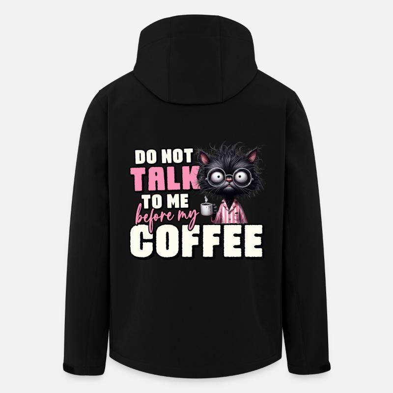 Morgenmuffel Katze mit Kaffee - Recycelte Männer Softshell-Jacke von Stanley/Stella - Schwarz