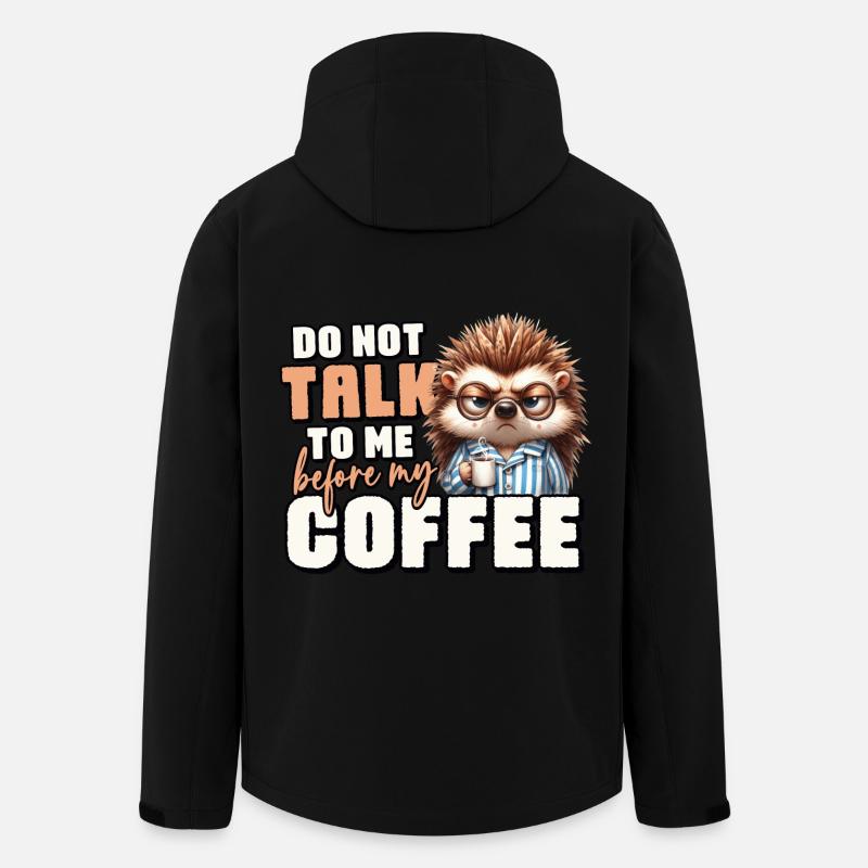 Grumpy hedgehog with coffee - Men’s Recycled Softshell Jacket by Stanley/Stella - black