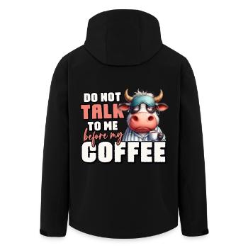 Tired cow with coffee - Men’s Recycled Softshell Jacket by Stanley/Stella - black - Back - AI Model Male 185 light (185cm)