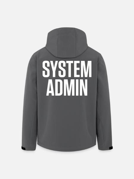 SYSTEM ADMIN - IT Tech Shirt Vit Font - Softshelljacka herr i återvunnen polyester Stanley/Stella - svart