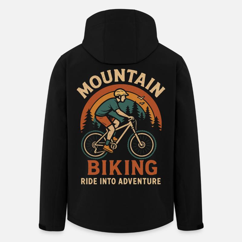 Mountainbike-Abenteuer-Design - Recycelte Männer Softshell-Jacke von Stanley/Stella - Schwarz