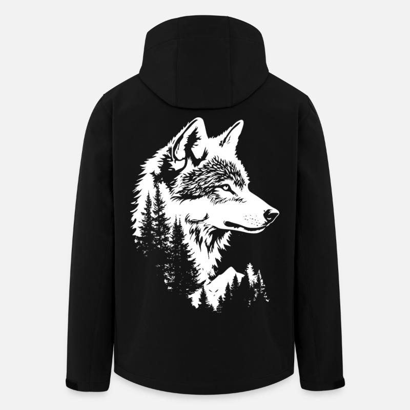 Visage de loup Nature Silhouette - Veste softshell homme en polyester recyclé Stanley/Stella - noir