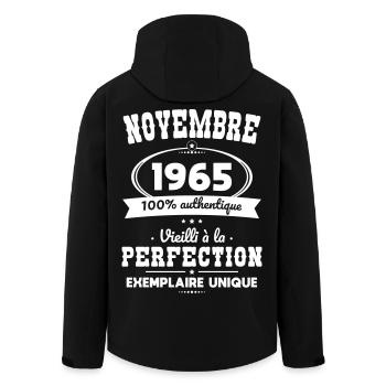 60th Birthday - November 1965 Perfection - Men’s Recycled Softshell Jacket by Stanley/Stella - black - Back - AI Model Male 185 light (185cm)