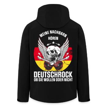 My neighbors listen to German rock - Men’s Recycled Softshell Jacket by Stanley/Stella - black - Back - AI Model Male 185 light (185cm)