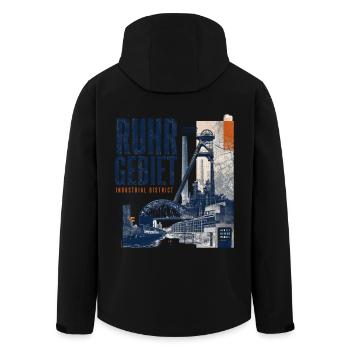 Ruhrgebiet Industrie Collage - Recycelte Männer Softshell-Jacke von Stanley/Stella - Schwarz - Hinten - AI Model Male 185 light (185cm)