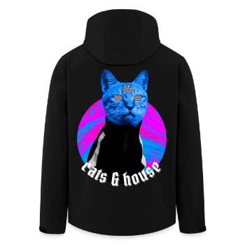 Cats & House Chat Musique House Deep House  - Veste softshell homme en polyester recyclé Stanley/Stella - noir - Dos - AI Model Male 185 light (185cm)