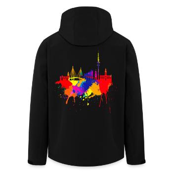 Hamburg Skyline Colorful Colors Painting Art Pearl - Men’s Recycled Softshell Jacket by Stanley/Stella - black - Back - AI Model Male 185 light (185cm)