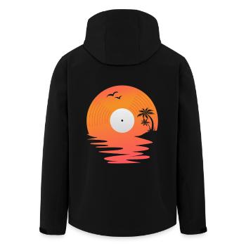 Disque vinyle Retro Sea Sunset DJ Gift - Veste softshell homme en polyester recyclé Stanley/Stella - noir - Dos - AI Model Male 185 light (185cm)