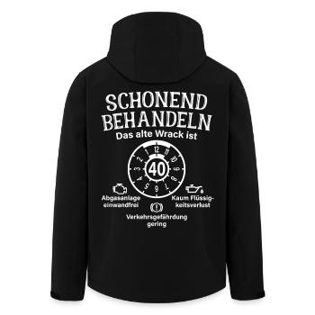 Schonend Behandeln 40. Geburtstag Altes Wrack 40 - Recycelte Männer Softshell-Jacke von Stanley/Stella - Schwarz - Hinten - AI Model Male 185 light (185cm)