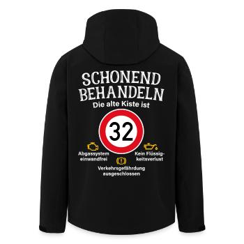 32. Geburtstag Schonend Behandeln 32 Alte Kiste 32 - Recycelte Männer Softshell-Jacke von Stanley/Stella - Schwarz - Hinten - AI Model Male 185 light (185cm)