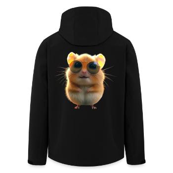 Hamster mit Sonnenbrille Goldhamster Süße Hamster - Recycelte Männer Softshell-Jacke von Stanley/Stella - Schwarz - Hinten - AI Model Male 185 light (185cm)
