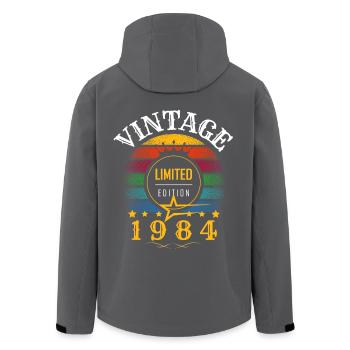 Vintage - rétro année 1984 Sunset - Veste softshell homme en polyester recyclé Stanley/Stella - charbon - Dos - AI Model Male 185 light (185cm)