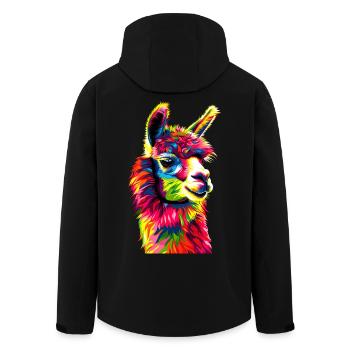 Alpaka Pop Art Bunte Farben Lama Regenbogen Alpaka - Recycelte Männer Softshell-Jacke von Stanley/Stella - Schwarz - Hinten - AI Model Male 185 light (185cm)