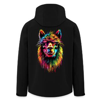 Alpaka Pop Art Bunte Farben Lama Regenbogen Alpaka - Recycelte Männer Softshell-Jacke von Stanley/Stella - Schwarz - Hinten - AI Model Male 185 light (185cm)