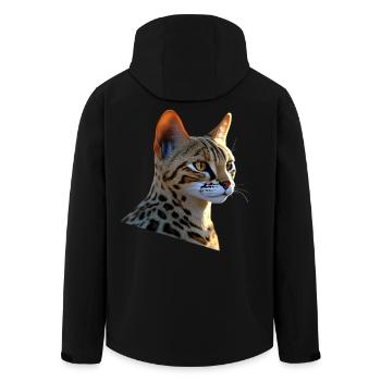 Savannah Cat Cat Mom Cute Serval Leopard Cats - Men’s Recycled Softshell Jacket by Stanley/Stella - black - Back - AI Model Male 185 light (185cm)