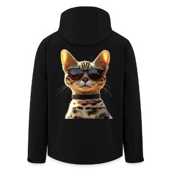 Savannah Cat Cat Mom Cute Serval Leopard Cats - Men’s Recycled Softshell Jacket by Stanley/Stella - black - Back - AI Model Male 185 light (185cm)