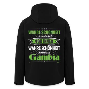 Wahre Schönheit kommt aus Gambia Design - Recycelte Männer Softshell-Jacke von Stanley/Stella - Schwarz - Hinten - AI Model Male 185 light (185cm)