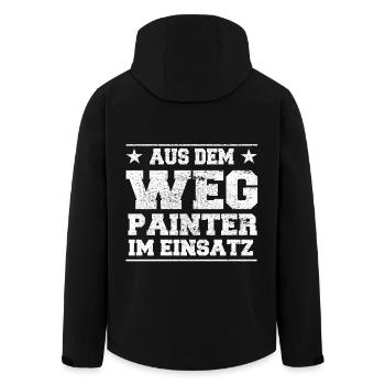 Aus dem Weg Painter im Einsatz Design - Recycelte Männer Softshell-Jacke von Stanley/Stella - Schwarz - Hinten - AI Model Male 185 light (185cm)