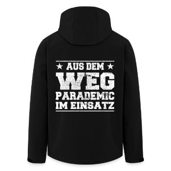 Aus dem Weg Parademic im Einsatz Design - Recycelte Männer Softshell-Jacke von Stanley/Stella - Schwarz - Hinten - AI Model Male 185 light (185cm)