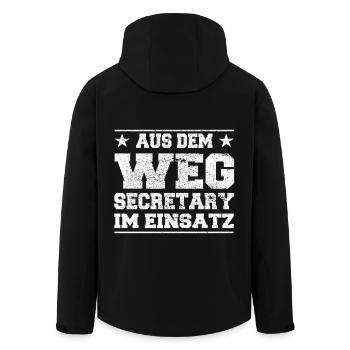 Aus dem Weg Secretary im Einsatz Design - Recycelte Männer Softshell-Jacke von Stanley/Stella - Schwarz - Hinten - AI Model Male 185 light (185cm)
