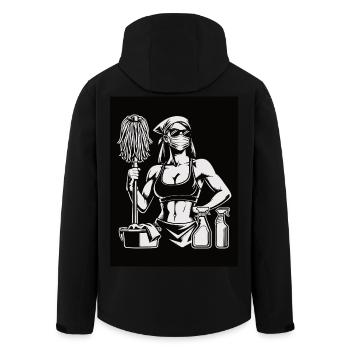 Femme de ménage fitness, conception de nettoyage et d’entraînement - Veste softshell homme en polyester recyclé Stanley/Stella - noir - Dos - AI Model Male 185 light (185cm)