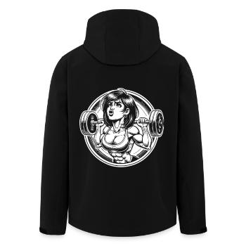 Comic Kraftsportlerin Design - Bodybuilding Frau - Recycelte Männer Softshell-Jacke von Stanley/Stella - Schwarz - Hinten - AI Model Male 185 light (185cm)