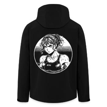 Comic Schwimmerin Design - Schwimm Girl Design - Recycelte Männer Softshell-Jacke von Stanley/Stella - Schwarz - Hinten - AI Model Male 185 light (185cm)