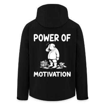 Power of Motivation – Motivational Design with Humor - Men’s Recycled Softshell Jacket by Stanley/Stella - black - Back - AI Model Male 185 light (185cm)