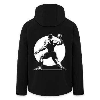 Shot put – strength. Technology. Precision. - Men’s Recycled Softshell Jacket by Stanley/Stella - black - Back - AI Model Male 185 light (185cm)