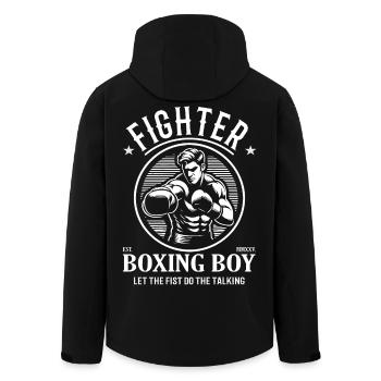 Combattant – Boxing Boy : Laissez vos poings parler - Veste softshell homme en polyester recyclé Stanley/Stella - noir - Dos - AI Model Male 185 light (185cm)