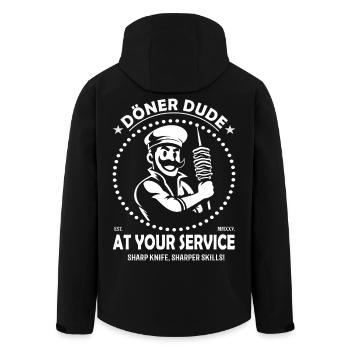 Döner Dude – Spécialistes du kebab et de la rôtisserie - Veste softshell homme en polyester recyclé Stanley/Stella - noir - Dos - AI Model Male 185 light (185cm)