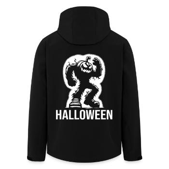 Cool Halloween Pumpkin Head Monster Design - Men’s Recycled Softshell Jacket by Stanley/Stella - black - Back - AI Model Male 185 light (185cm)