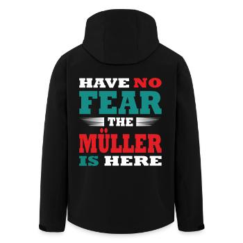 Have no Fear the Müller is here Outfit - Men’s Recycled Softshell Jacket by Stanley/Stella - black - Back - AI Model Male 185 light (185cm)