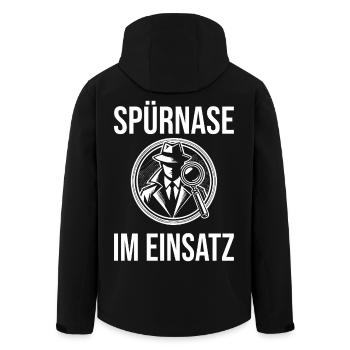 Spürnase im Einsatz – Cooles Detektiven Design - Recycelte Männer Softshell-Jacke von Stanley/Stella - Schwarz - Hinten - AI Model Male 185 light (185cm)