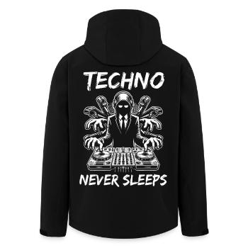 Techno never sleeps – Cooles DJ Design - Recycelte Männer Softshell-Jacke von Stanley/Stella - Schwarz - Hinten - AI Model Male 185 light (185cm)