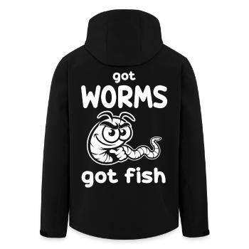 Got Worms Got Fish – Lustiges Anglerwurm Design - Recycelte Männer Softshell-Jacke von Stanley/Stella - Schwarz - Hinten - AI Model Male 185 light (185cm)