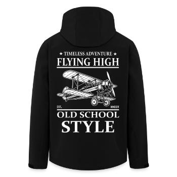 Timeless Adventure – Biplane Airplane Design - Men’s Recycled Softshell Jacket by Stanley/Stella - black - Back - AI Model Male 185 light (185cm)