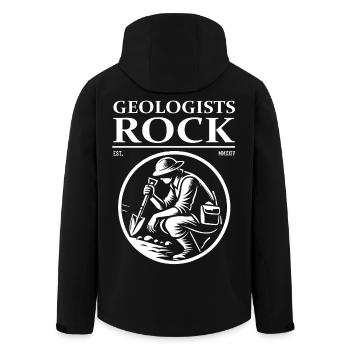 Geoologists Rock – La conception géologue - Veste softshell homme en polyester recyclé Stanley/Stella - noir - Dos - AI Model Male 185 light (185cm)
