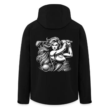 Cooles Golfer Design mit attraktiven Golfspielerin - Recycelte Männer Softshell-Jacke von Stanley/Stella - Schwarz - Hinten - AI Model Male 185 light (185cm)