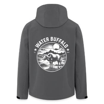 Water buffalo – strong, calm and close to nature - Men’s Recycled Softshell Jacket by Stanley/Stella - anthracite - Back - AI Model Male 185 light (185cm)