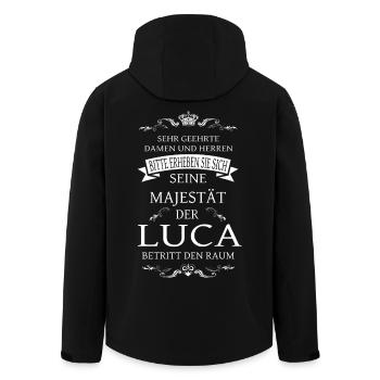 Seine Majestät der Luca betritt den Raum - Recycelte Männer Softshell-Jacke von Stanley/Stella - Schwarz - Hinten - AI Model Male 185 light (185cm)