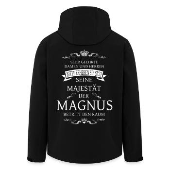 Seine Majestät der Magnus betritt den Raum - Recycelte Männer Softshell-Jacke von Stanley/Stella - Schwarz - Hinten - AI Model Male 185 light (185cm)