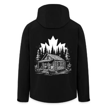 Canada Log Cabin Forest – Pure Nature Design - Men’s Recycled Softshell Jacket by Stanley/Stella - black - Back - AI Model Male 185 light (185cm)