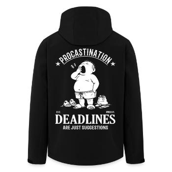 Prokrastination – Deadlines Are Just Suggestions - Recycelte Männer Softshell-Jacke von Stanley/Stella - Schwarz - Hinten - AI Model Male 185 light (185cm)