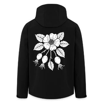 Rosehip Design – Natural & Fruity - Men’s Recycled Softshell Jacket by Stanley/Stella - black - Back - AI Model Male 185 light (185cm)